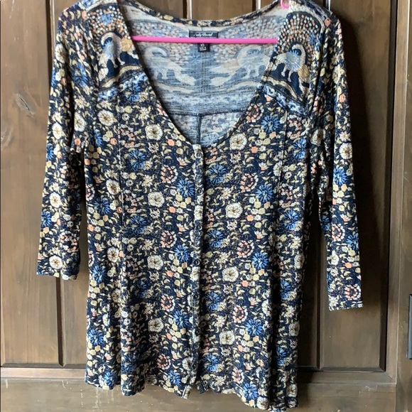 Lucky Brand Floral border top xs - Picture 3 of 4
